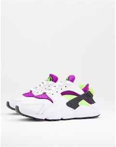 Кроссовки белого фиолетового и зеленого цвета Air Huarache Nike