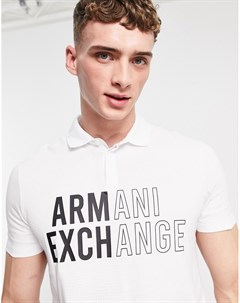 Белая футболка поло с крупным логотипом Armani exchange
