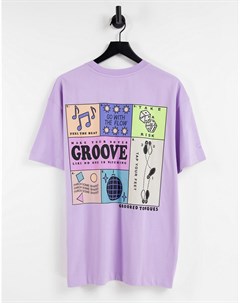 Фиолетовая футболка с принтом Groove в рамке Crooked tongues