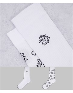 Набор из 2 пар спортивных носков с нарисованными от руки солнышками Asos design