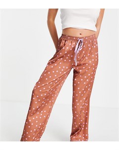 Атласные пижамные брюки коричневого цвета в сиреневый горошек из коллекции Выбирай и комбинируй ASOS Asos petite