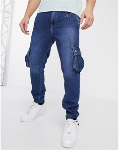 Синие джинсы карго в стиле милитари Intelligence Jack & jones