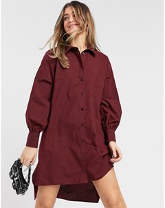 Темно бордовое oversized платье рубашка мини в стиле бойфренда Asos design