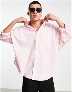 Широкая рубашка в винтажном стиле пастельно розового цвета Asos design