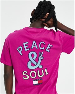 Розовая футболка свободного кроя с принтом Peace and Soul на спине Tommy jeans
