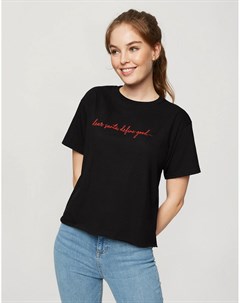 Черная футболка с надписью dear santa define good Miss selfridge