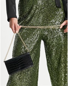 Черная сумка кошелек через плечо с фактурой под крокодила Asos design