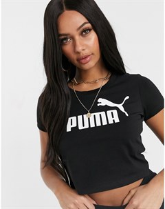 Черная приталенная футболка Essentials Puma