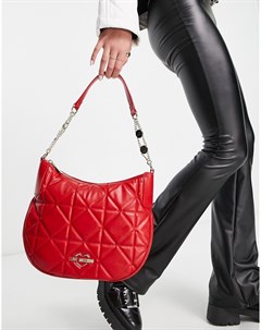 Красная стеганая сумка на плечо Love moschino