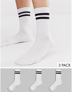 3 пары белых носков с полосками French connection