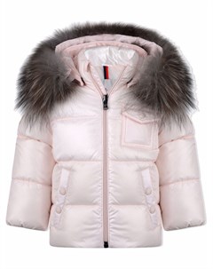 Пальто с капюшоном и искусственным мехом Moncler enfant