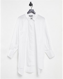 Белое платье рубашка в стиле oversized с объемными рукавами Threadbare
