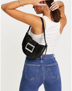 Черная изогнутая сумка на плечо в стиле 90 х с пряжкой Asos design