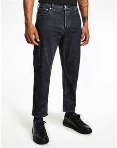 Джинсы в винтажном стиле выбеленного черного оттенка с карманами в стиле карго Calvin klein jeans