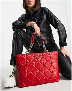Красная стеганая сумка тоут Love moschino