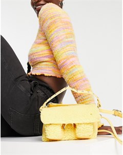 Желтая сумка через плечо с отделкой искусственным мехом Small Honey Nunoo