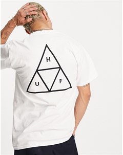Белая футболка с принтом на спине Essentials Huf