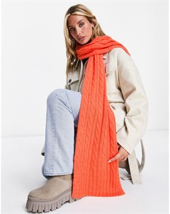 Оранжевый шарф вязки косичка French connection