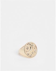 Массивное кольцо с луной и звездами золотистого цвета Asos design