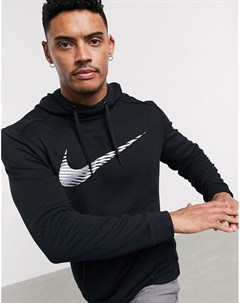 Черный худи с логотипом галочкой Dri Nike training