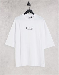 Белая футболка в стиле oversized с логотипом Asos actual