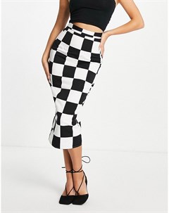 Облегающая юбка мидакси с принтом в крупную шахматную клетку Asos design
