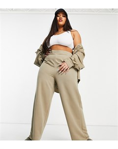 Трикотажные брюки цвета мха с широкими штанинами в винтажном стиле ASOS DESIGN Curve Asos curve