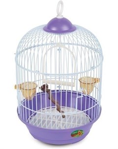 Клетка 23A для птиц В 37 5 х Д 23 см Белая решетка фиолетовый поддон Триол