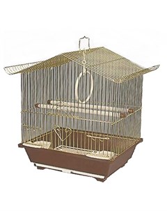 Клетка 2101 для птиц Д 30 х Ш 23 х В 39 см Золотая решетка коричневый поддон Триол