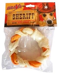 Лакомство Sheriff Сыромятная Косичка Кольцо для собак 12 5 см 1 шт Brava