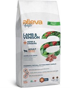 Сухой корм Holistic Adult Lamb Venison Medium maxi с ягненком и олениной женьшенем для собак средних Alleva