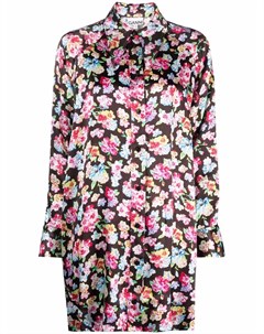 Короткое платье рубашка с цветочным принтом Ganni