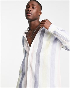 Льняная oversized рубашка пастельных цветов в стиле 90 х Asos design
