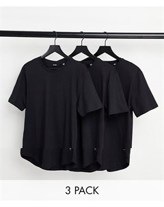 Комплект из 3 черных длинных футболок с закругленным краем Only & sons