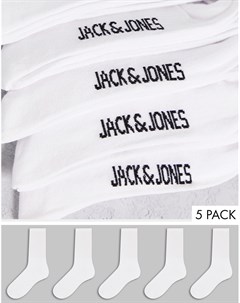 Набор из 5 пар белых носков Jack & jones