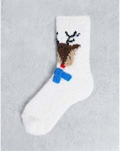 Уютные носки с принтом оленя в новогодней подарочной упаковке Loungeable