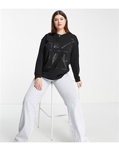 Черный лонгслив с крупным логотипом Calvin Klein Plus Jeans Calvin klein jeans plus