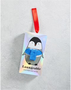 Новогодние уютные носки с дизайном в виде пингвина в подарочной упаковке Loungeable