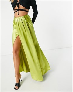 Салатово зеленая юбка мидакси с драпировкой спереди от комплекта Yaura