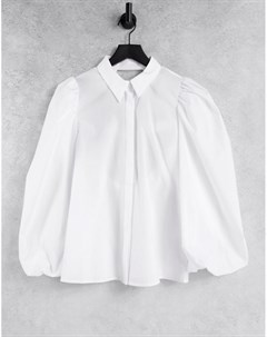 Белая рубашка с объемными рукавами и открытой спинкой с резинкой Asos design