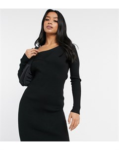Черное трикотажное платье джемпер с перекрестной отделкой спереди 4th & reckless petite