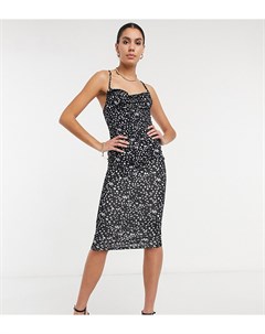 Платье миди с абстрактным принтом на тонких бретельках ASOS DESIGN Tall Asos tall