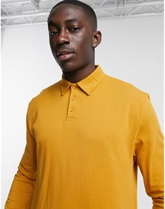 Свободное поло лонгслив горчичного цвета Asos design