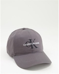 Темно серая кепка с монограммой и логотипом Calvin klein jeans