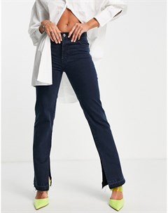 Темно синие прямые джинсы в стиле 90 х из смесового органического хлопка с боковыми разрезами Asos design
