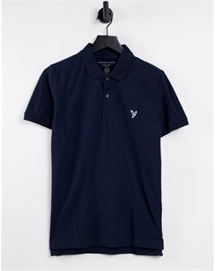 Темно синяя приталенная футболка поло с логотипом American eagle