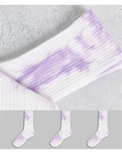Набор из 3 пар разноцветных носков из органического хлопка с принтом тай дай Eleven Weekday