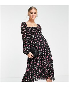 Платье миди со складками квадратным вырезом и цветочным принтом ASOS DESIGN Maternity Asos maternity