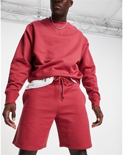 Красные выбеленные oversized шорты из плотного трикотажа от комплекта Asos design