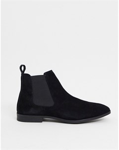 Черные замшевые ботинки челси с черной подошвой Asos design